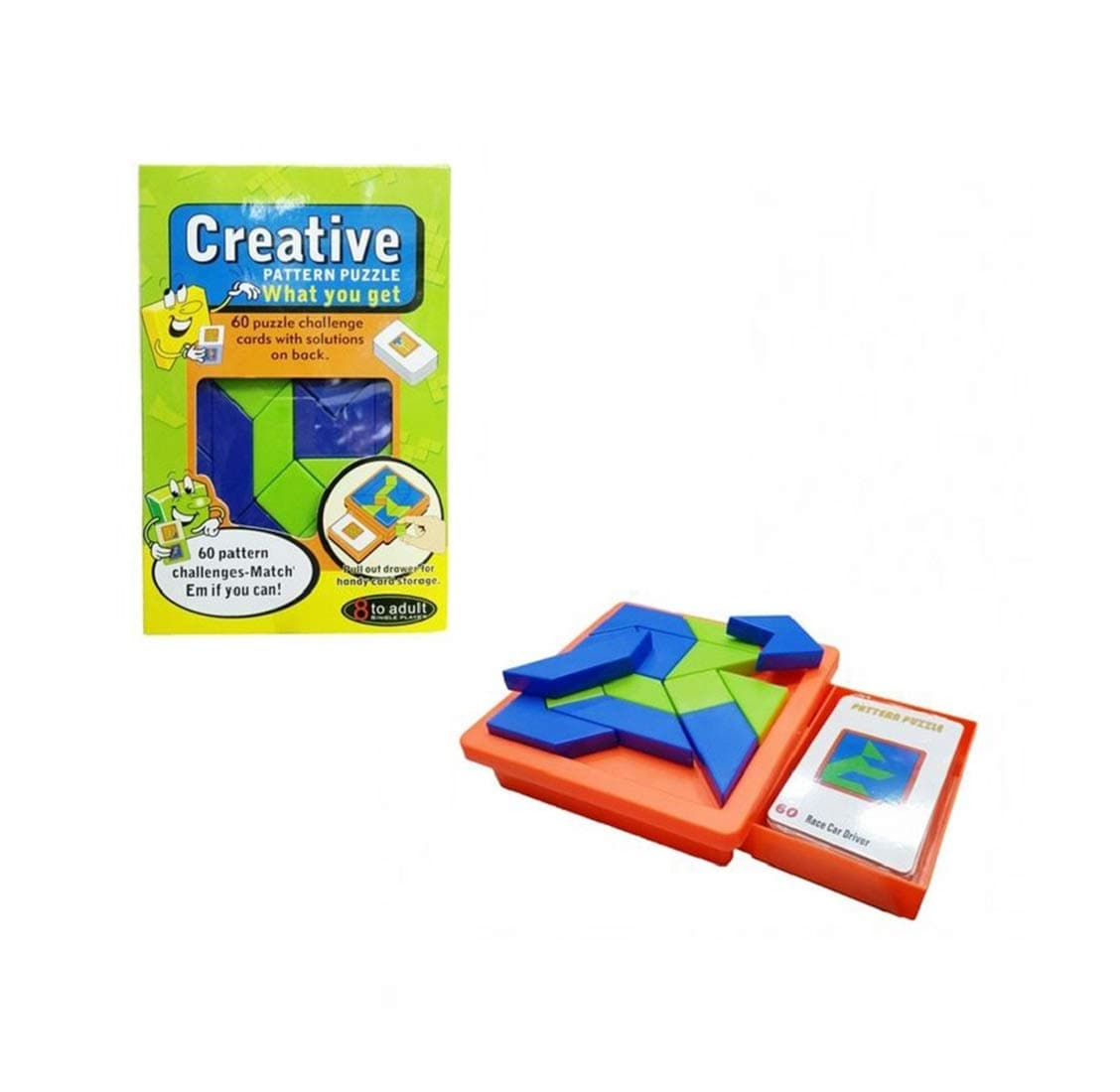 Emob 14 Pcs Tangram Learning Pattern Puzzle Game with 60 Challenge Cards