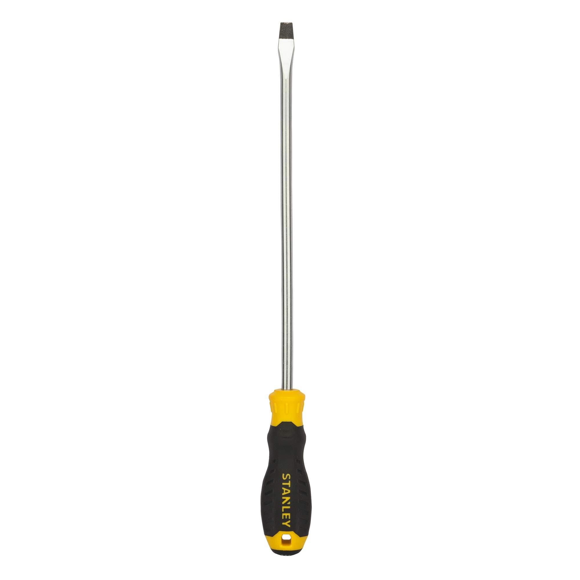 STANLEY STMT60833-8 Cushion Grip™ Slotted Standard Screwdriver, 8mm x 250mm, Magnetic Tips for Easy Pick-Up & Screw Locator, Made of Chrome Vanadium Steel, Bi-Material (PP+TPR) Handle, Black & Yellow