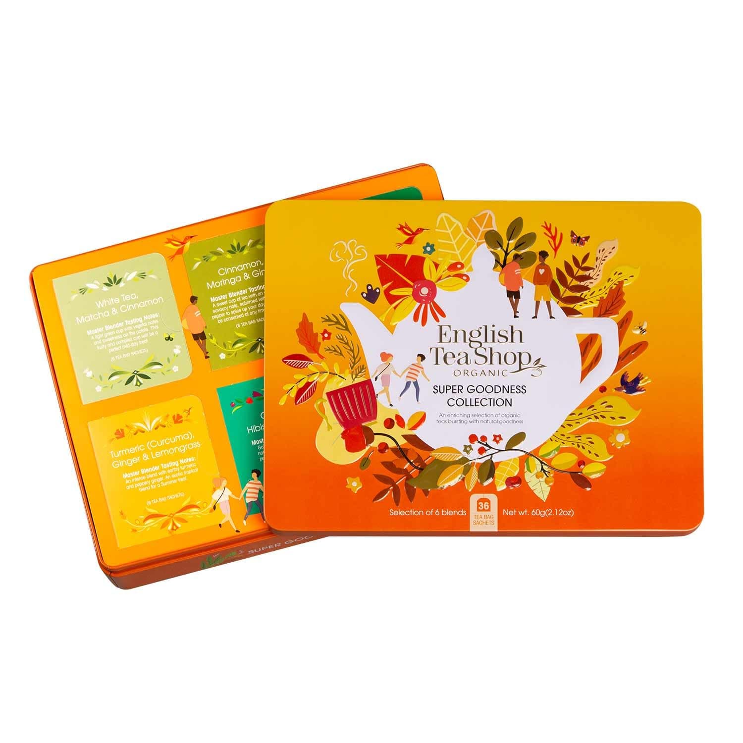 English Tea Shop - Coffret de thés & infusions bio Super Goodness - 6 mélanges aux super ingrédients dans une boîte métallique de 36 sachets