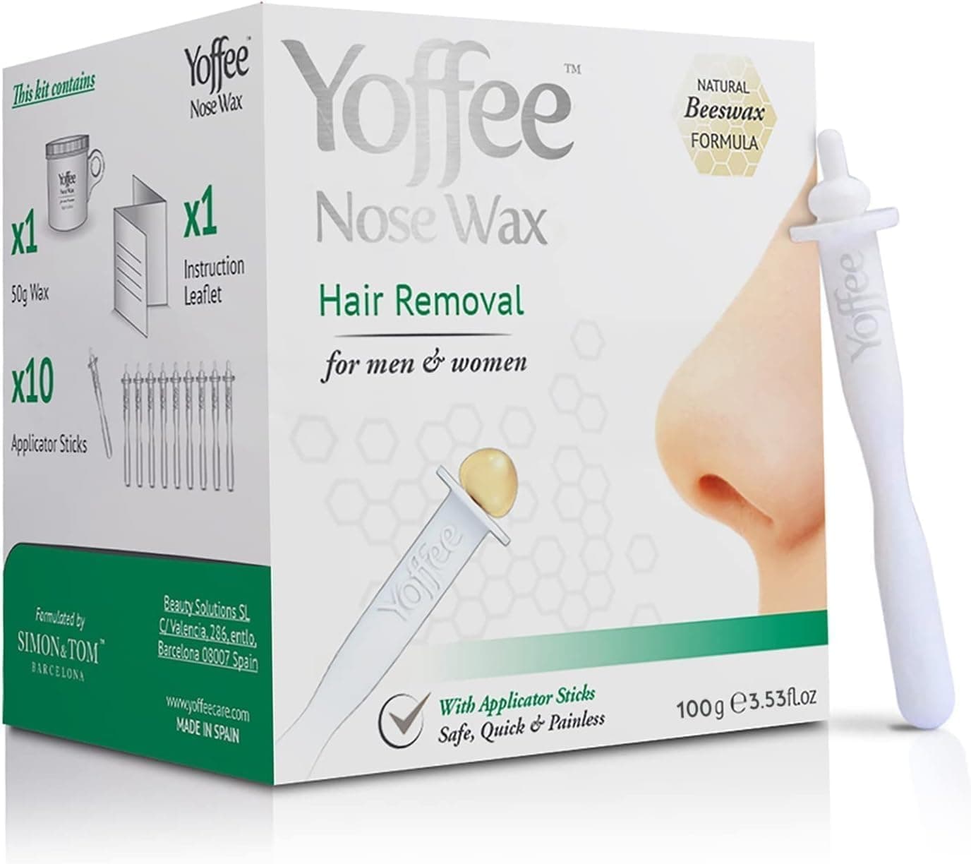 Original Nose Wax Kit Men & Women - Natural Bio-Beeswax & Aloe Vera Made Nose Waxing Kit for Men - Nose Hair Wax - Nostril Waxing kit - 10 Reusable Nose Wax Sticks - Easy, Quick & Painless