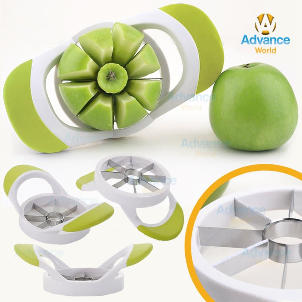 Advance World Apple Pear Potato Slicer Corer and Cutter Dividing Apples in 8 Sections Stainless-steel blades White and Green