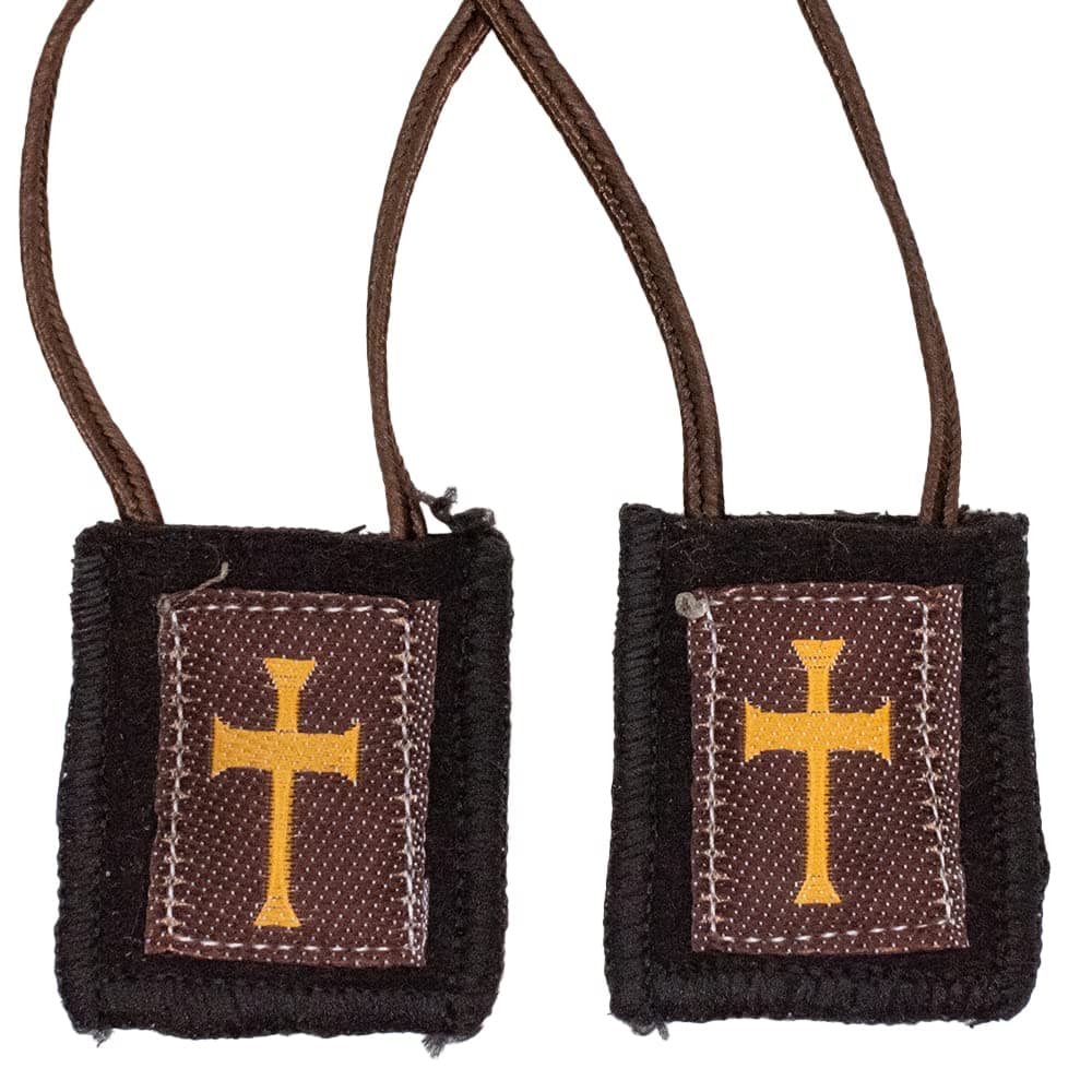 Wool Brown Scapular | Catholic Wearable Devotional | Great Christian Gift for Religious Milestones Such as First Holy Communion and Confirmation | Includes Enrolment Paper, Fabric, No Gemstone