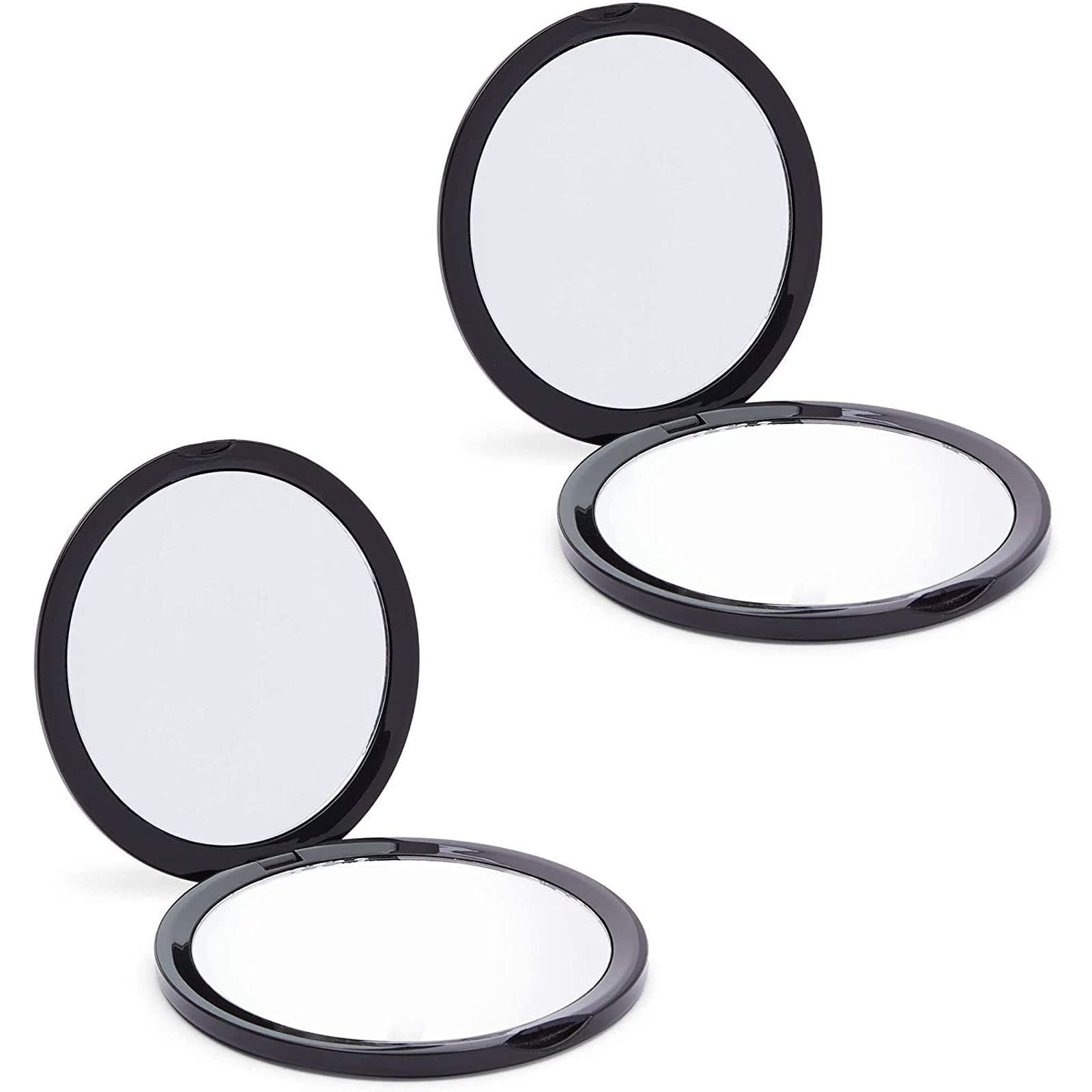 1X/10X Magnifying Travel Mirrors for Makeup (4.7 in, Black, 2 Pack)