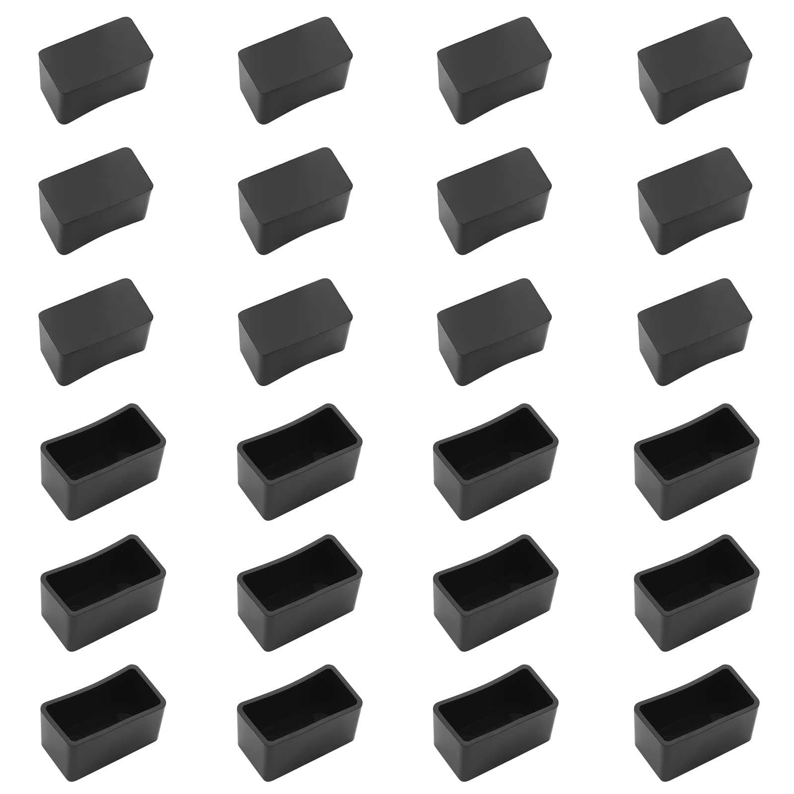 24PCS 1-1/2" x 3/4" PVC Rectangle Rubber Chair Leg Tips Caps, 40mm x 20mm Table Foot Caps, Furniture Foot Table Chair Leg End Cap, Anti-Slip Chair Leg Floor Protectors, Black