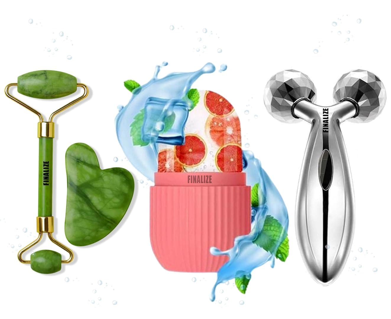 - 3D Manual Roller Face Body Massager with Face Stone Roller Massager with ice roller for face, Ice Silicone Facial Cube, cube massager, Jade and 3D Set Facial Combo and Body Massager -