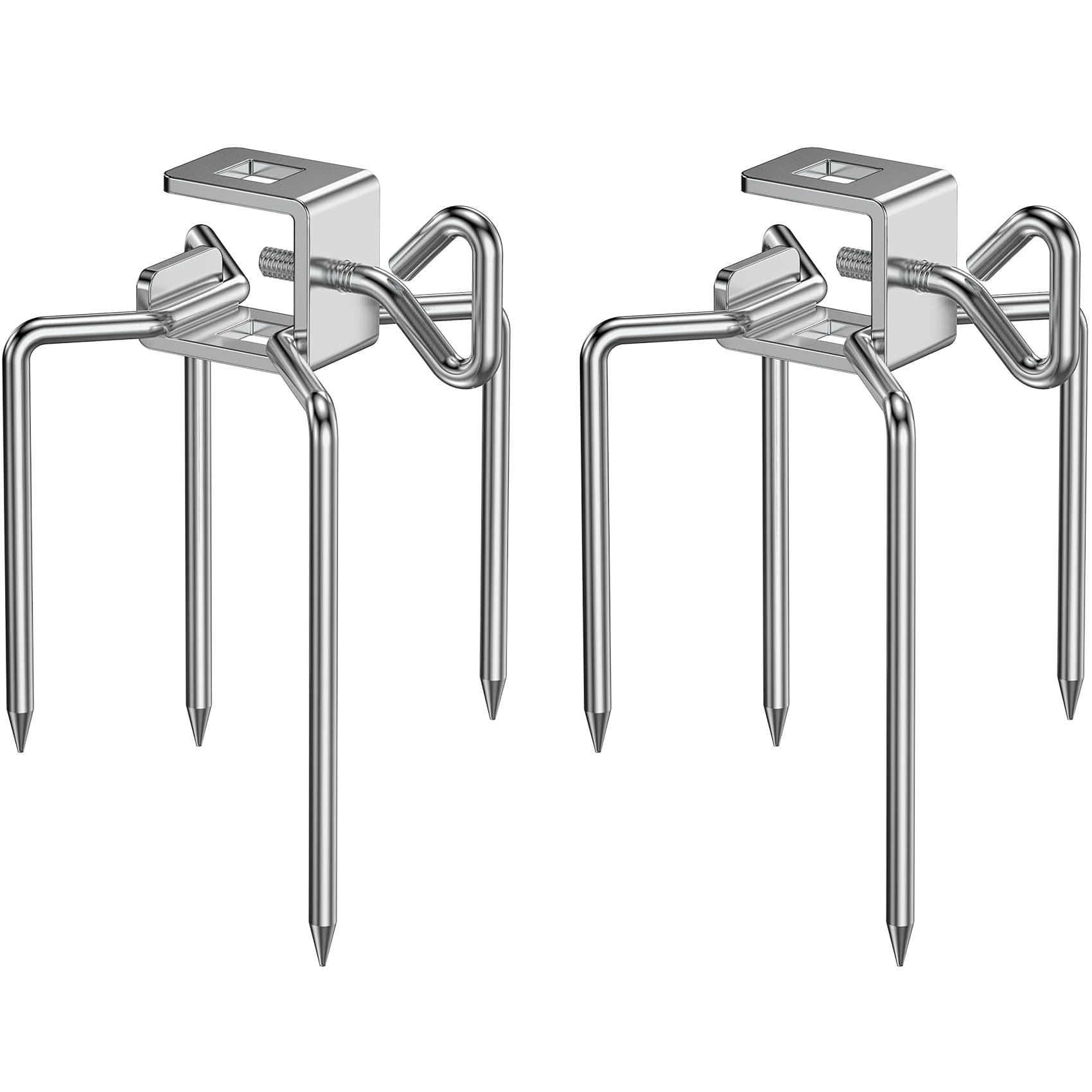 Onlyfire 6102 Stainless Steel Grill Rotisserie Forks(1-Pair)-Fits for Weber 3/8" and 5/16" Square Spit Rods