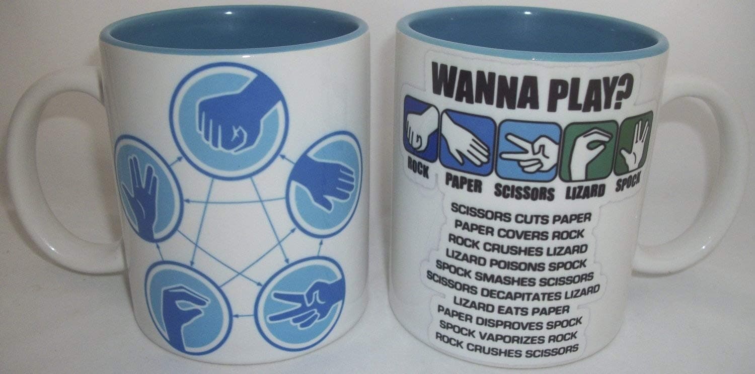 Rock, Paper, Scissors, Lizard, Spock Ceramic White 11oz Mug By FT
