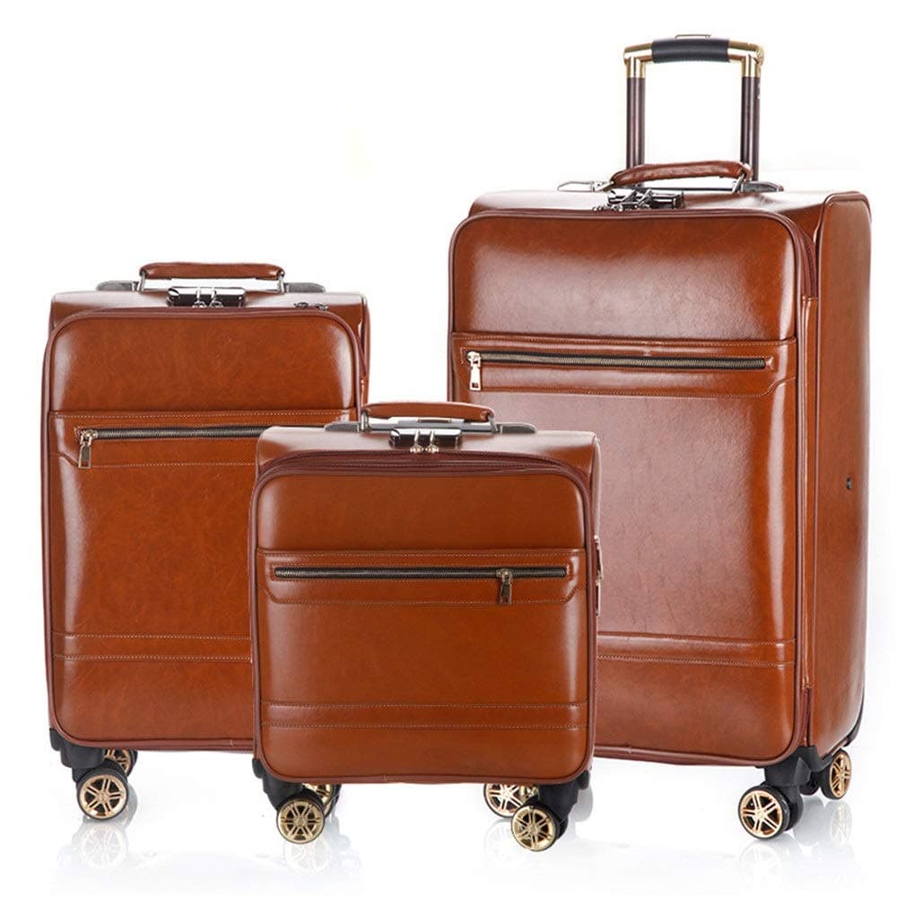 Luggage Suitcase 3 Piece Sets Expandable Uprights Carry-on Suitcase For Men And Women 16in 20in 24in PU Leather Luggage Lightweight 360° Silent Spinner Multidirectional Wheels For Travel Airplane Flig