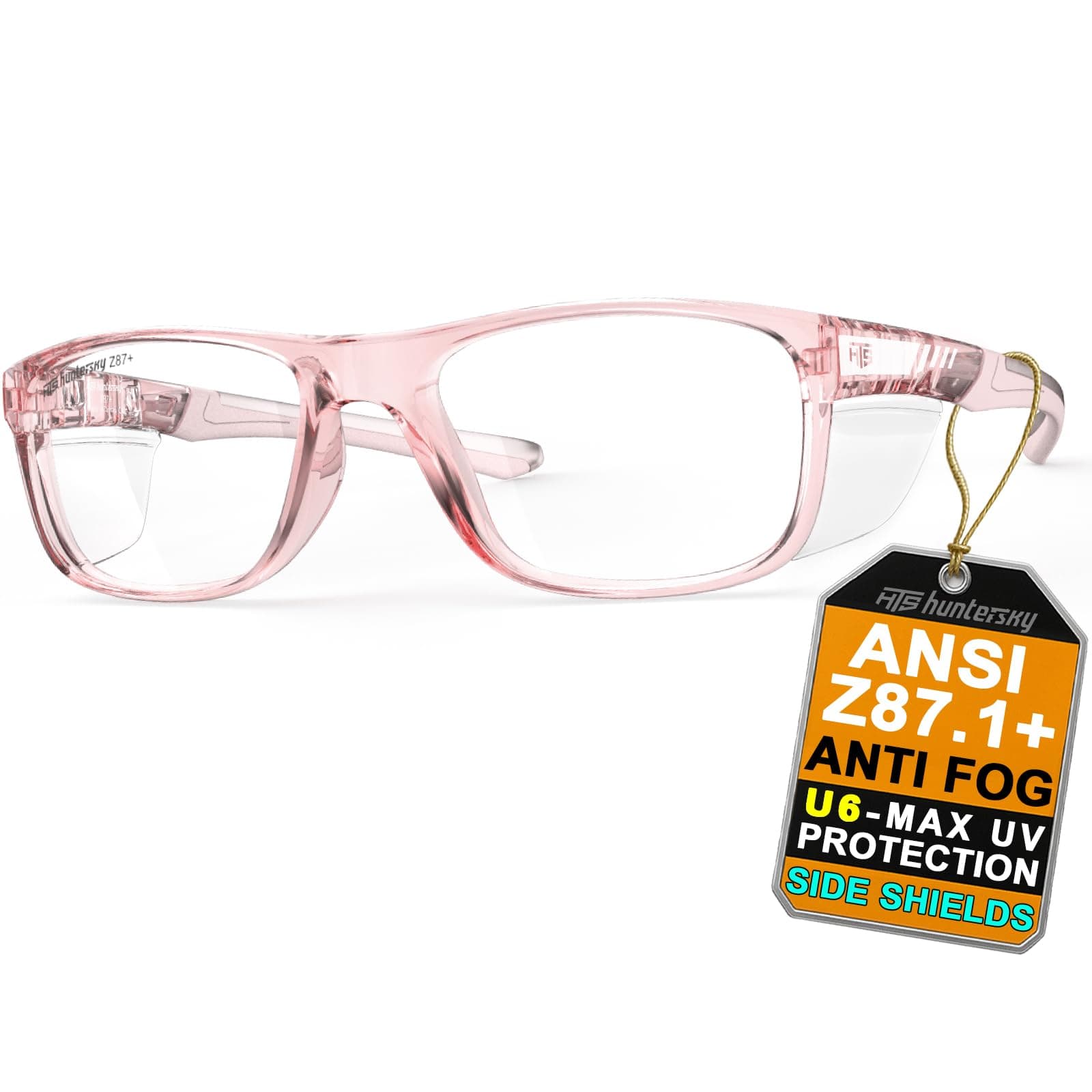 HTS HUNTERSKY TR90NZZ Safety Glasses with Side Shield Small Size Women Men ANSI Z87 Anti Fog Scratch Resistant Lab Pickleball