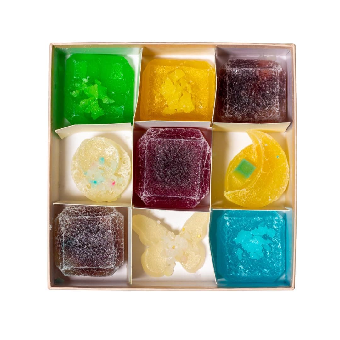 SILKY GEM - The Golden Lava Crystals, Mixes Flavors, Flavored Aurora Crystal Candy, 8-10 pieces, Kohakutou, Edible Gem, Vegan, Gluten Free, ASMR