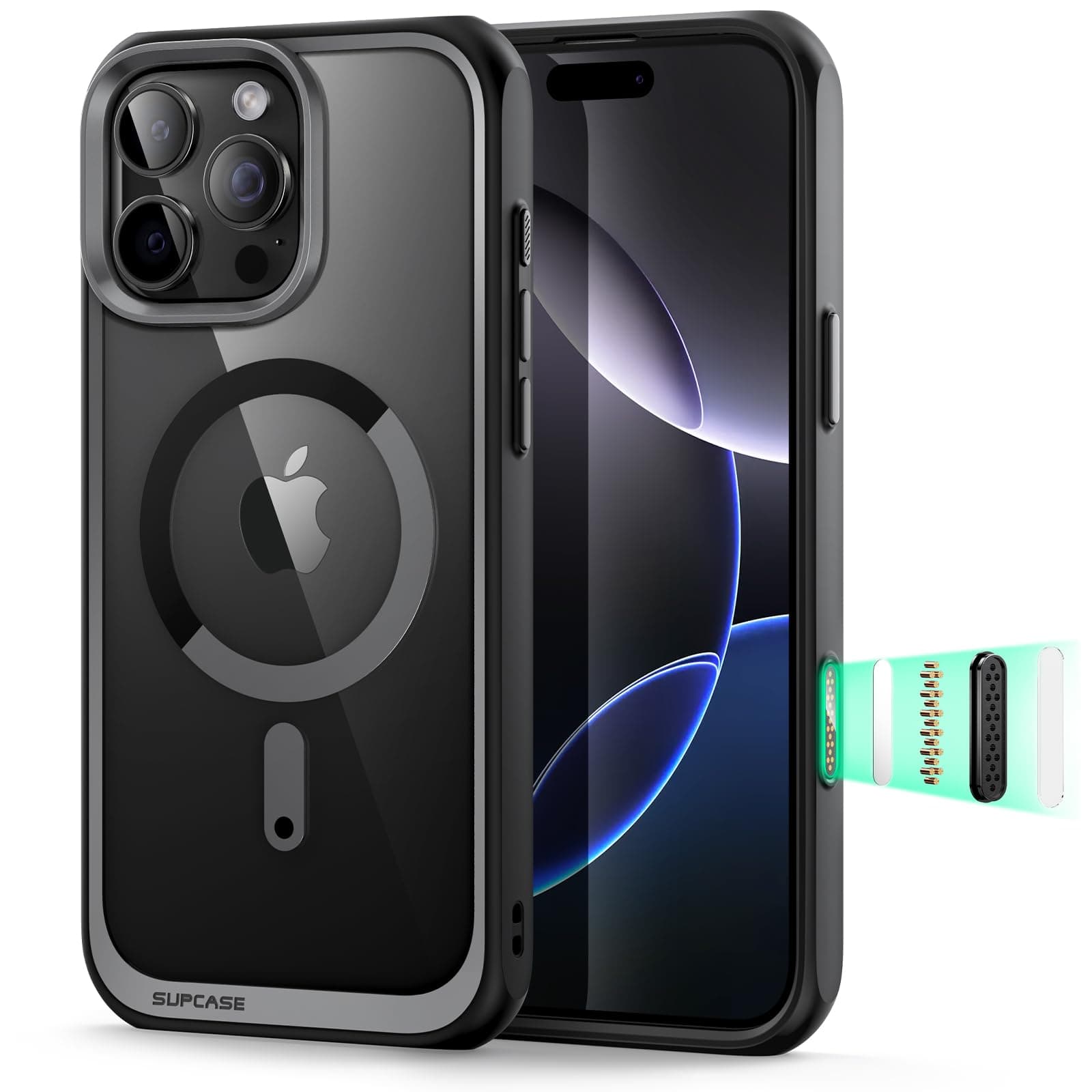 for iPhone 16 Pro Max Case with Camera Control Capture Button (Unicorn Beetle Mag), [Compatible with MagSafe] [Military-Grade Protection] Slim Clear Magnetic Phone Case (Black)