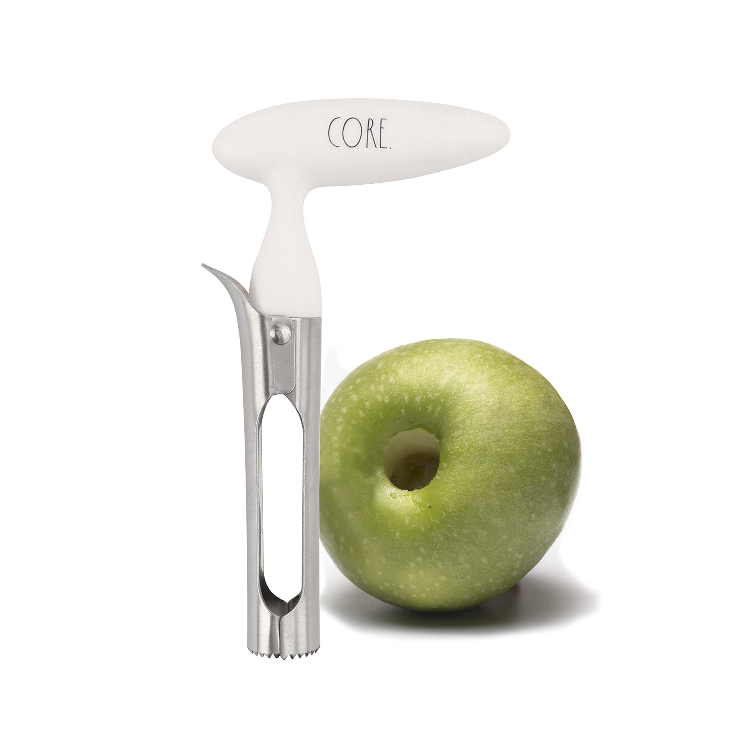 Rae Dunn Stainless Steel Corer - Easily Removes Cores and Pits from Apples, Pears, Peppers, Pineapples, and More, White