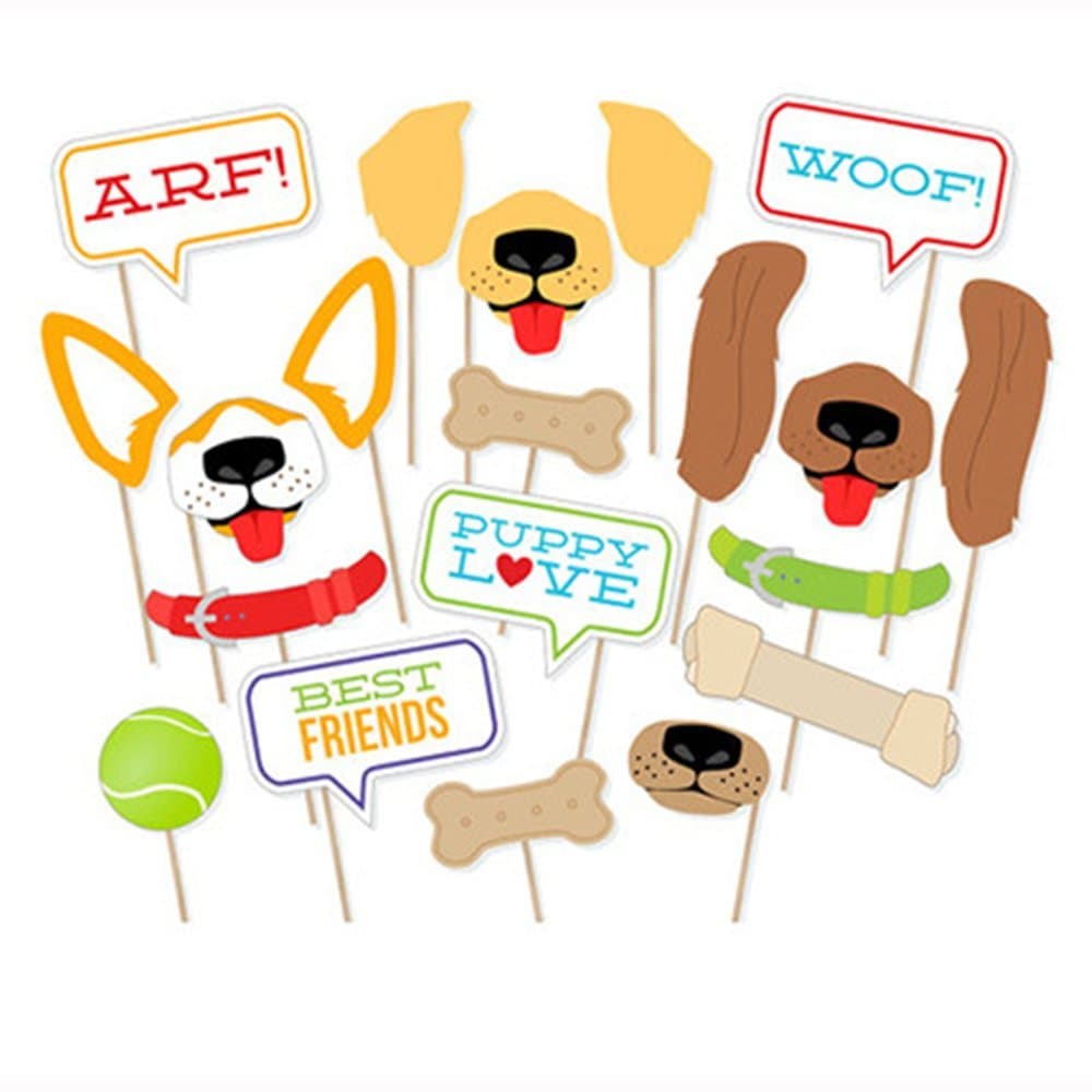 Puppy Dog Photo Booth Props Kit - 20 Pack Party Camera Props Fully Assembled