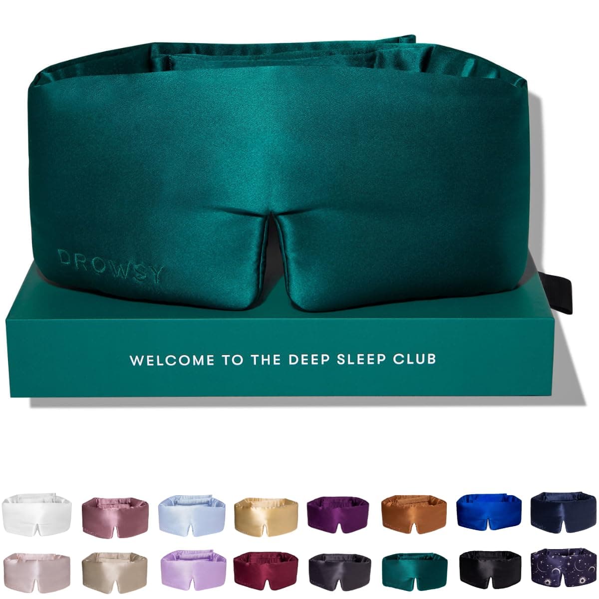 Silk Sleep Mask - Face-Hugging, Padded Cocoon for Luxury Sleep in Total Darkness - 100% Pure Mulberry Silk (Green Sapphire)