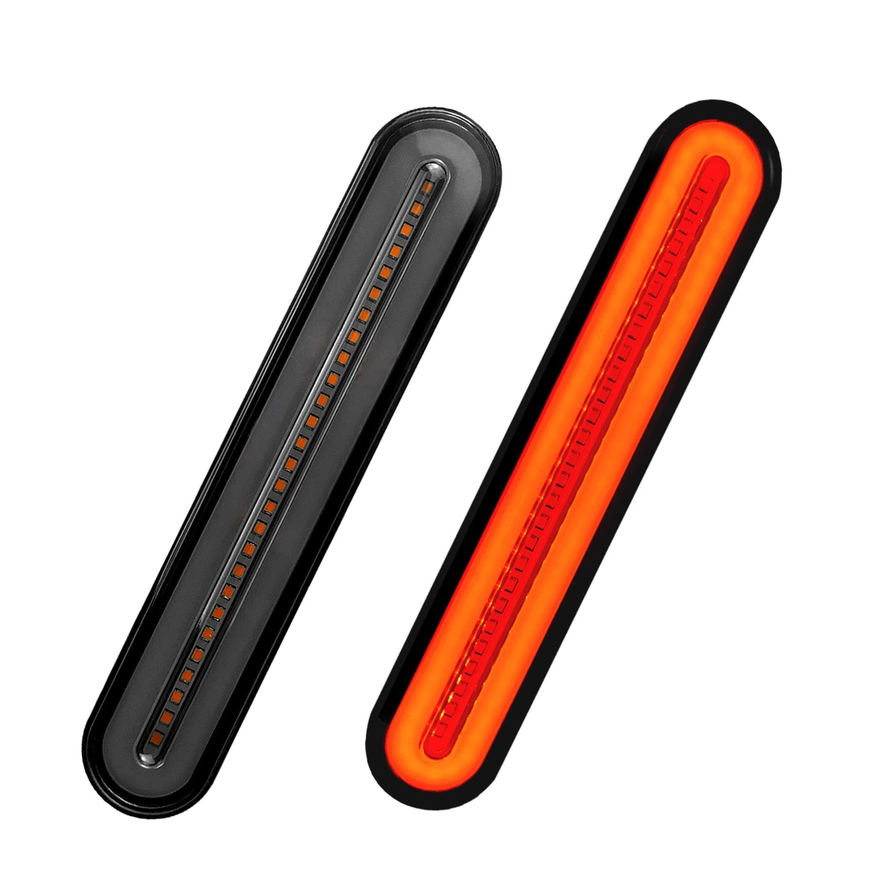 Dual Rear Fender/Bagger LED Rod Light Kit Compatible with Harley Davidson Motorcycles Road King Glide, Vertical Mount with Strobe Tail Brake Stop Flowing Turn Signal Light Strip