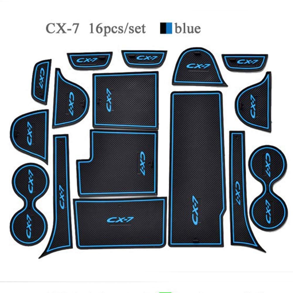16pcsset for Mazda CX-7 CX7 CX 7 Car Accessories, Auto 3D Rubber Mat Non-Slip Interior Cup Pad Door Groove Mat car Styling