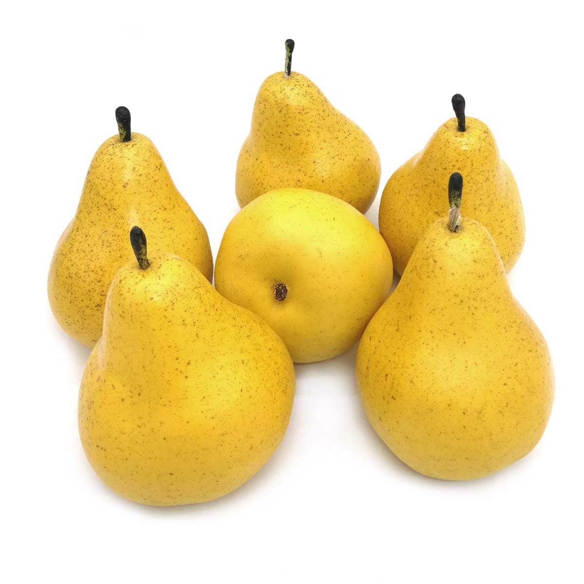 J-Rijzen 6pcs Fake Pears Artificial Fruits Vivid Yellow Pear for Home Fruit Shop Supermarket Desk Office Restaurant Decorations Or Props (Yellow)