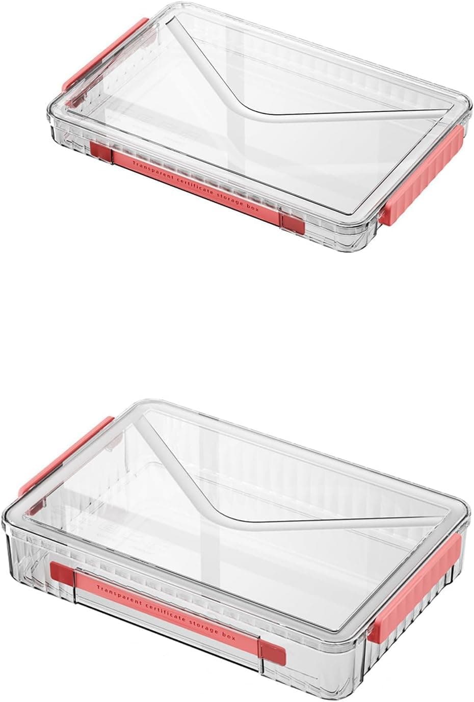 2 Pack Document Storage, Clear Plastic Storage Boxes with Lids, Stackable Document Box Project Case for Organizing A4 File Paper, School Supply, Craft