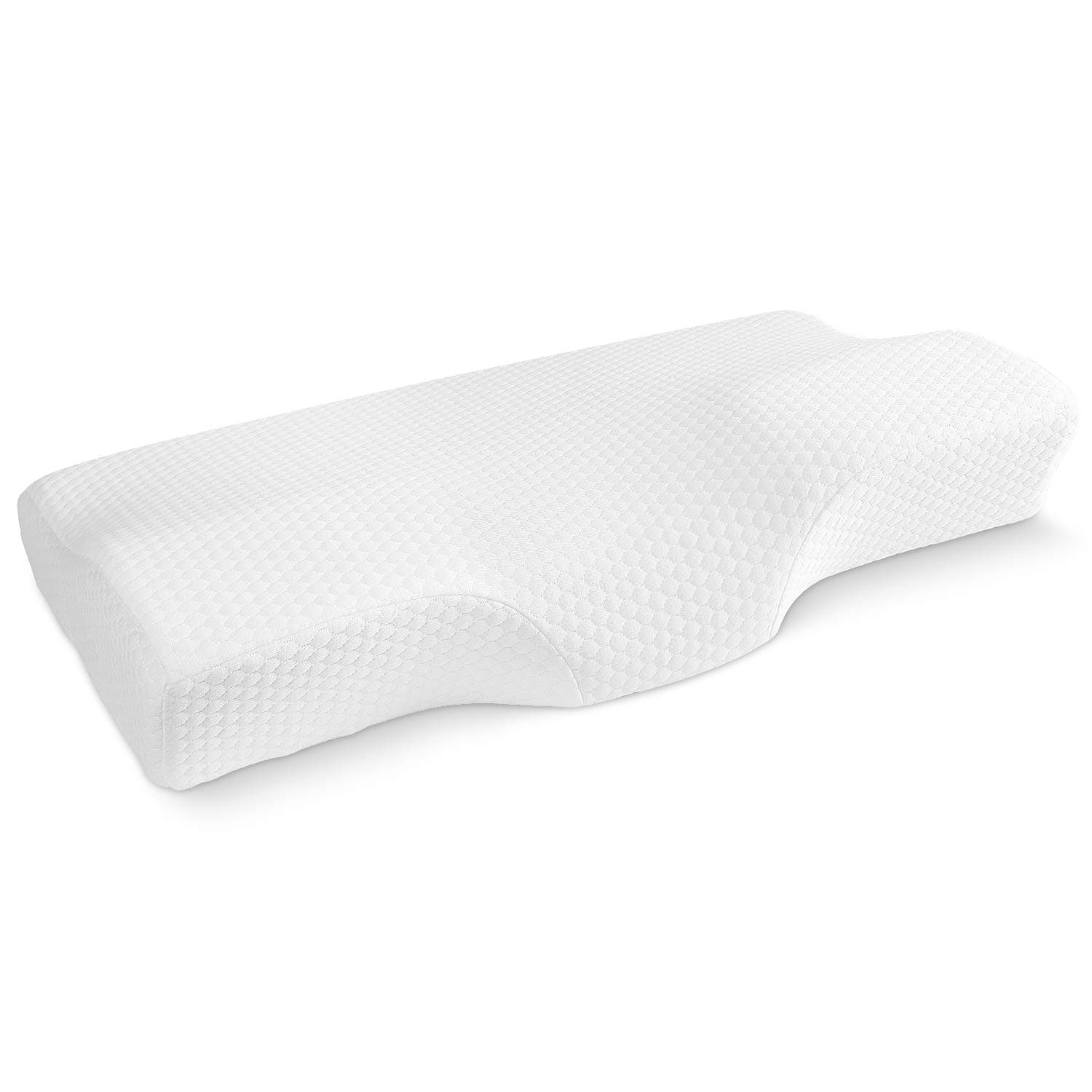 EARTH MIRACLE Memory Foam Pillow, Contour Ergonomic Bed Pillows for Sleeping, Orthopedic Cervical Pillow for Neck Pain with Free Zippered Bamboo Fiber Pillow Case