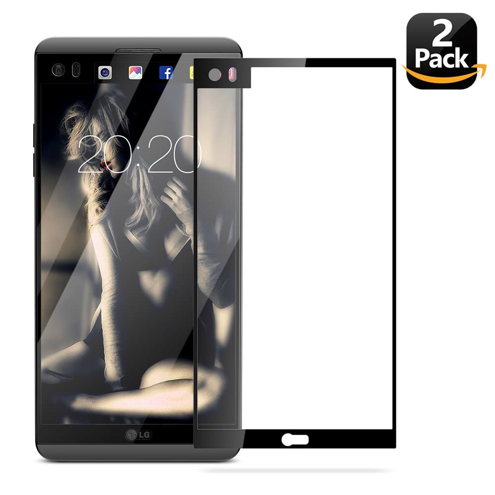 LG V20 Screen Protector, Eakase 2.5D Curved Full Coverage Tempered Glass Anti-Scratch Anti-Fingerprint Case Friendly with Lifetime Replacement Warranty for LG V20 (Black) [Edge to Edge] [2 Pack]