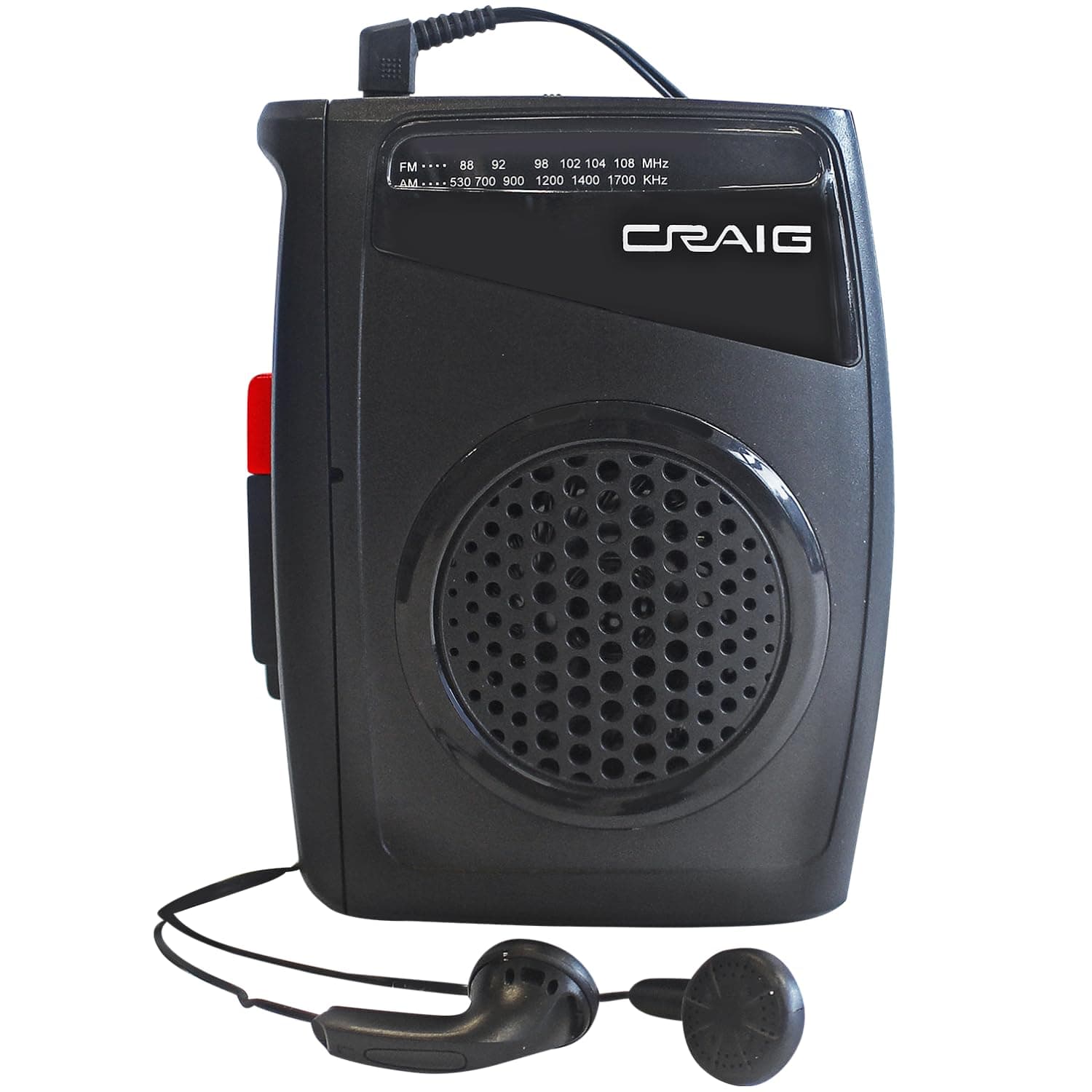Craig Stereo Cassette Player/Recorder with Earphones: Portable AM/FM Radio & One-Touch Recording System