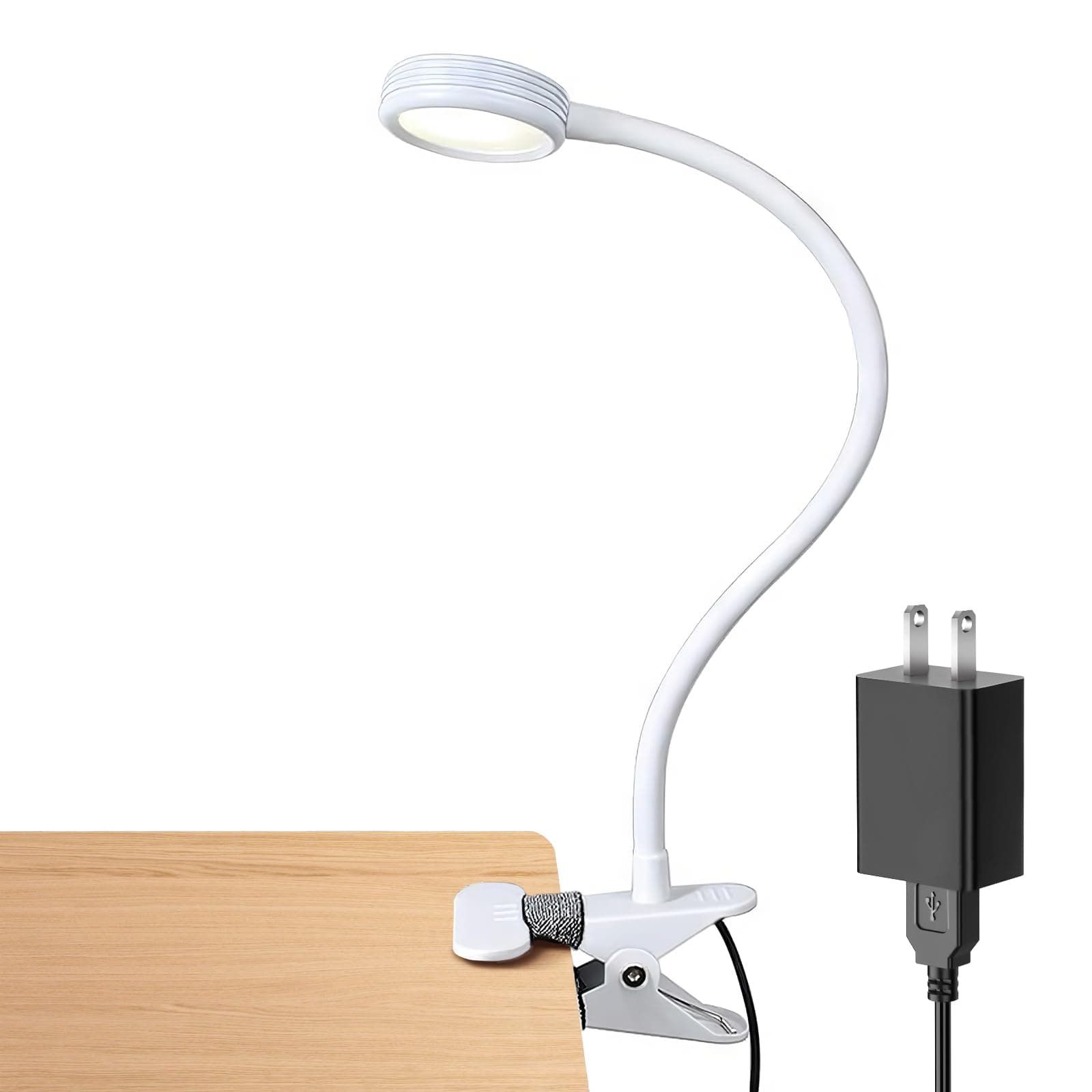 LEPOWER Clip on Light/Reading Light/Light Color Changeable/Night Light Clip on for Desk, Bed Headboard and Computers (White)