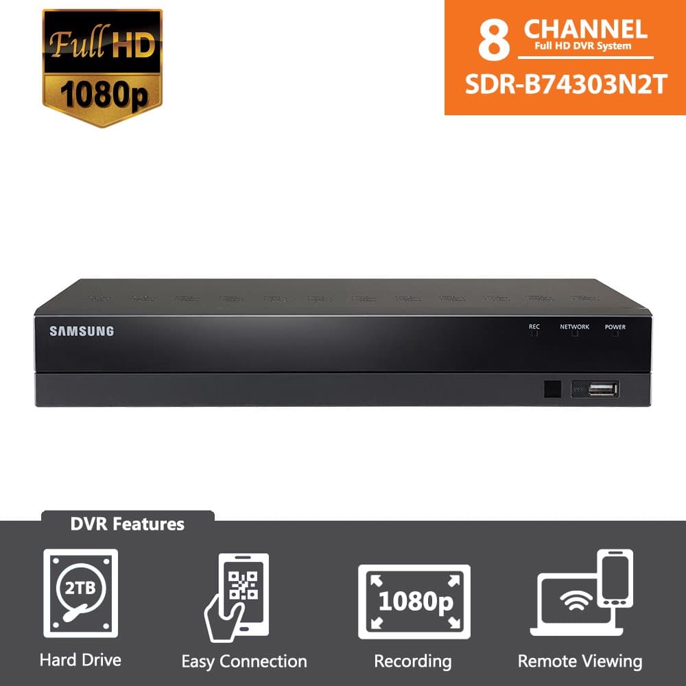 SDR-B74303N (2TB HDD) - Samsung Wisenet 8 Ch 1080p HD DVR from SDH-B74083H