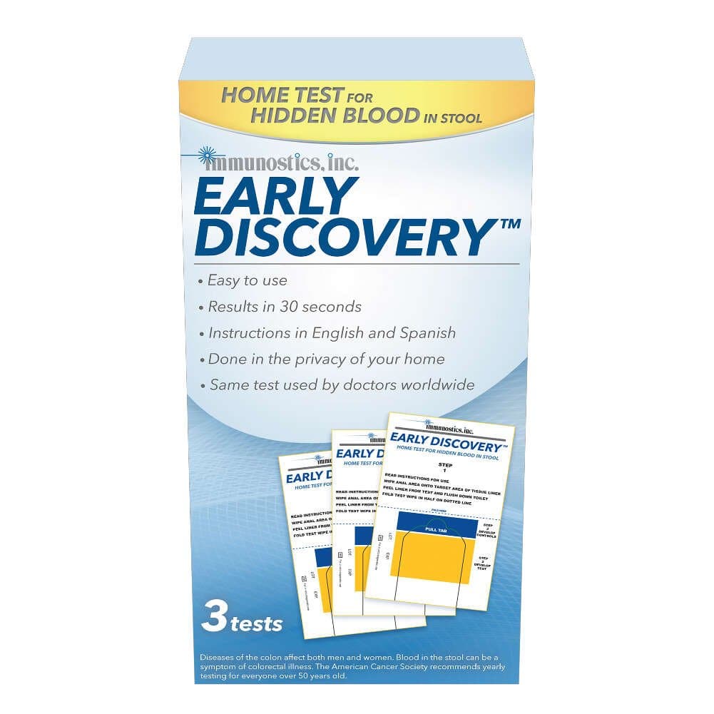 Early Discovery Home Colorectal Tests for Early Detection of Blood in Stool, HSED-3 (Pack of 3)