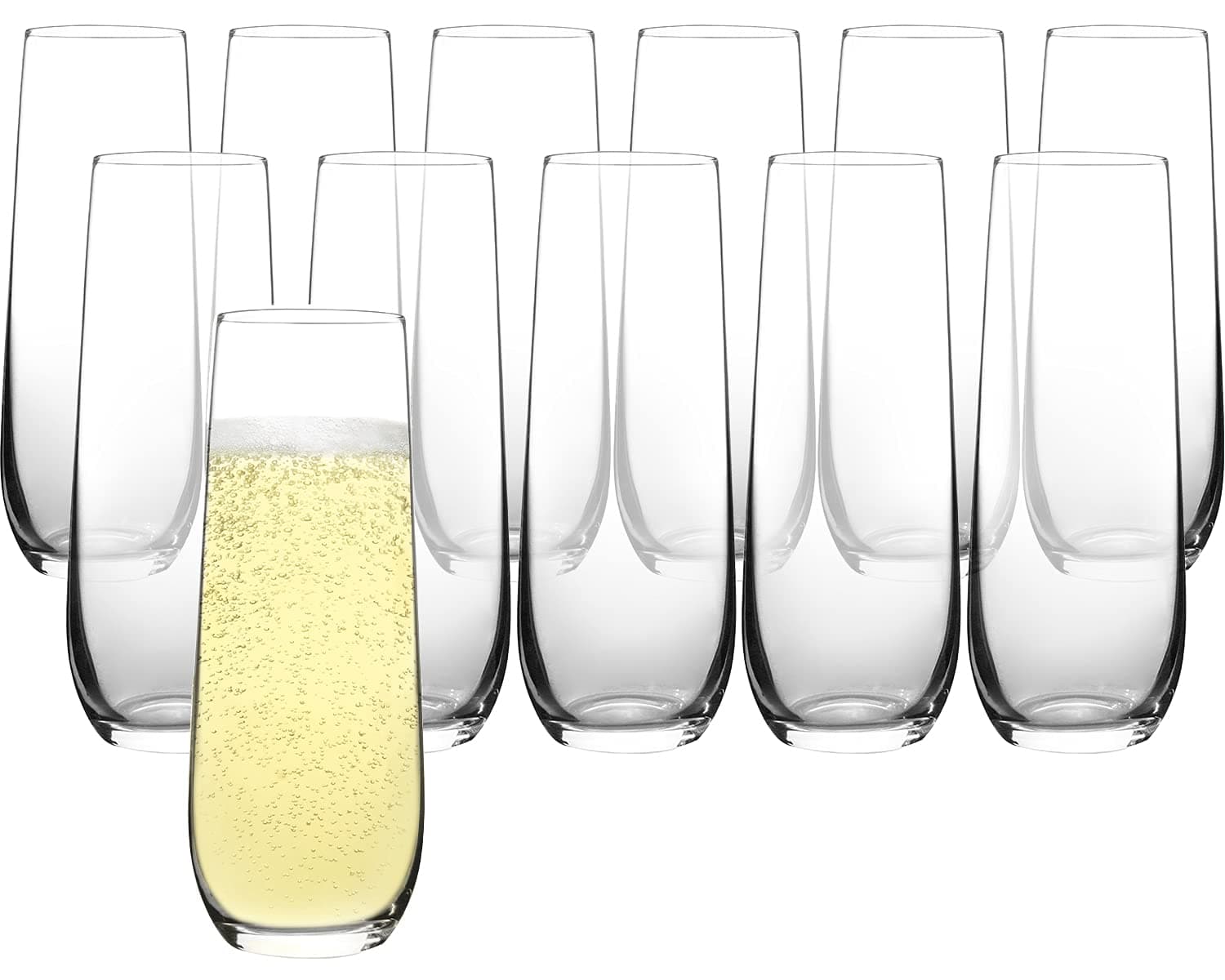 Stemless Champagne Flutes Set of 12, Crystal Glass, 8 oz Champagne Glasses, Prosecco Mimosa Glasses Set