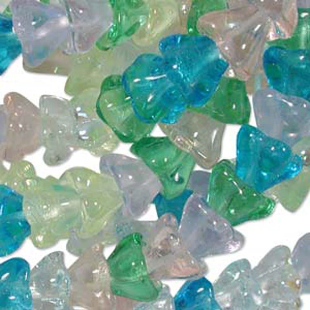 Spring Flowers Mix 10x13mm Flower Cone 45 Bead Cap Czech Glass Beads