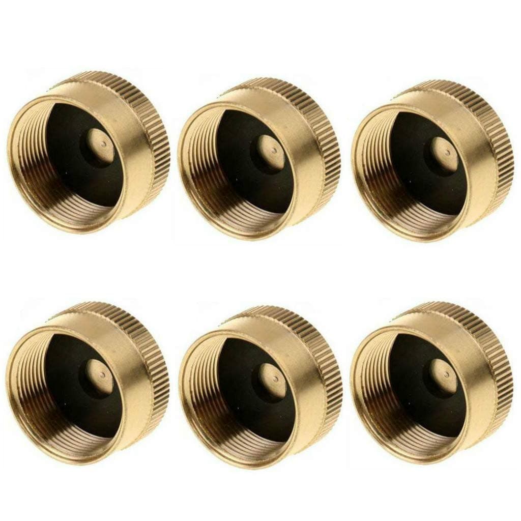 SHOWNEW 6PCS Solid Brass Refill 1 LB Propane Bottle Cap 1lb Gas Tank Cylinder Sealed Caps