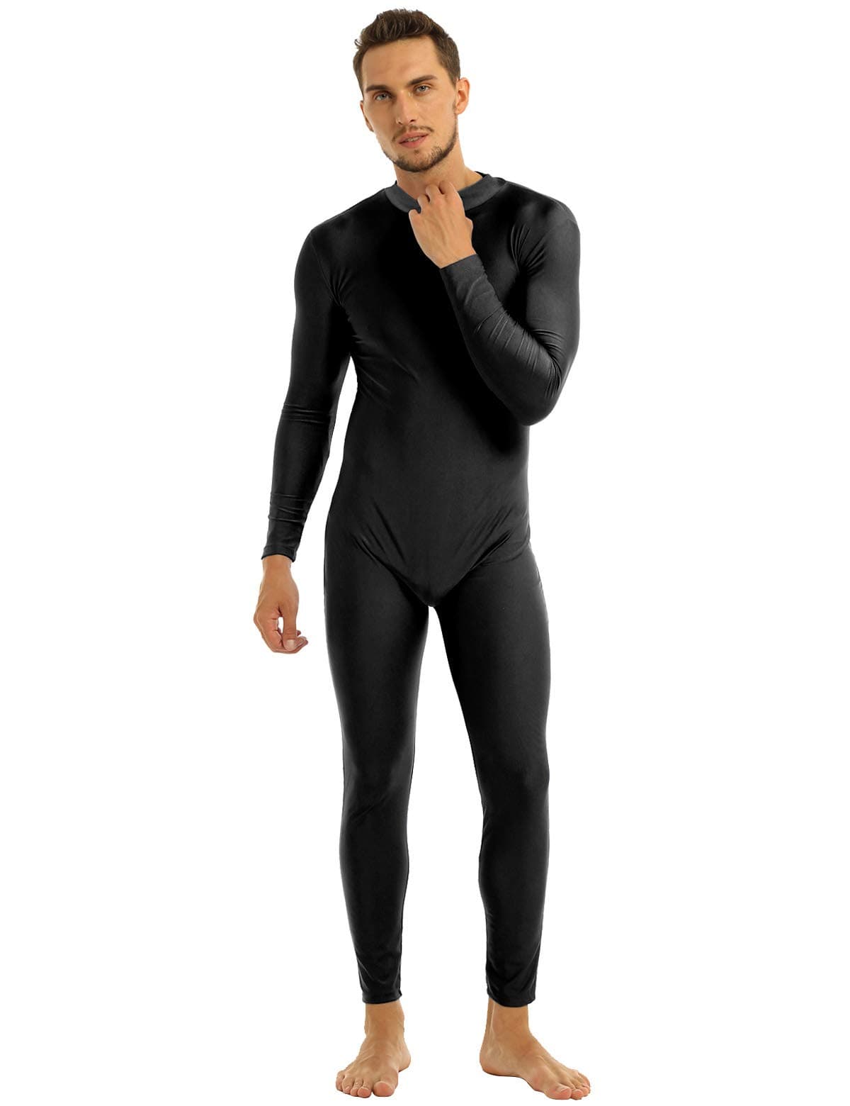 AlviviMen's Adult Spandex Turtleneck Long Sleeve Unitard Skin-Tight Leotard Bodysuit Jumpsuit