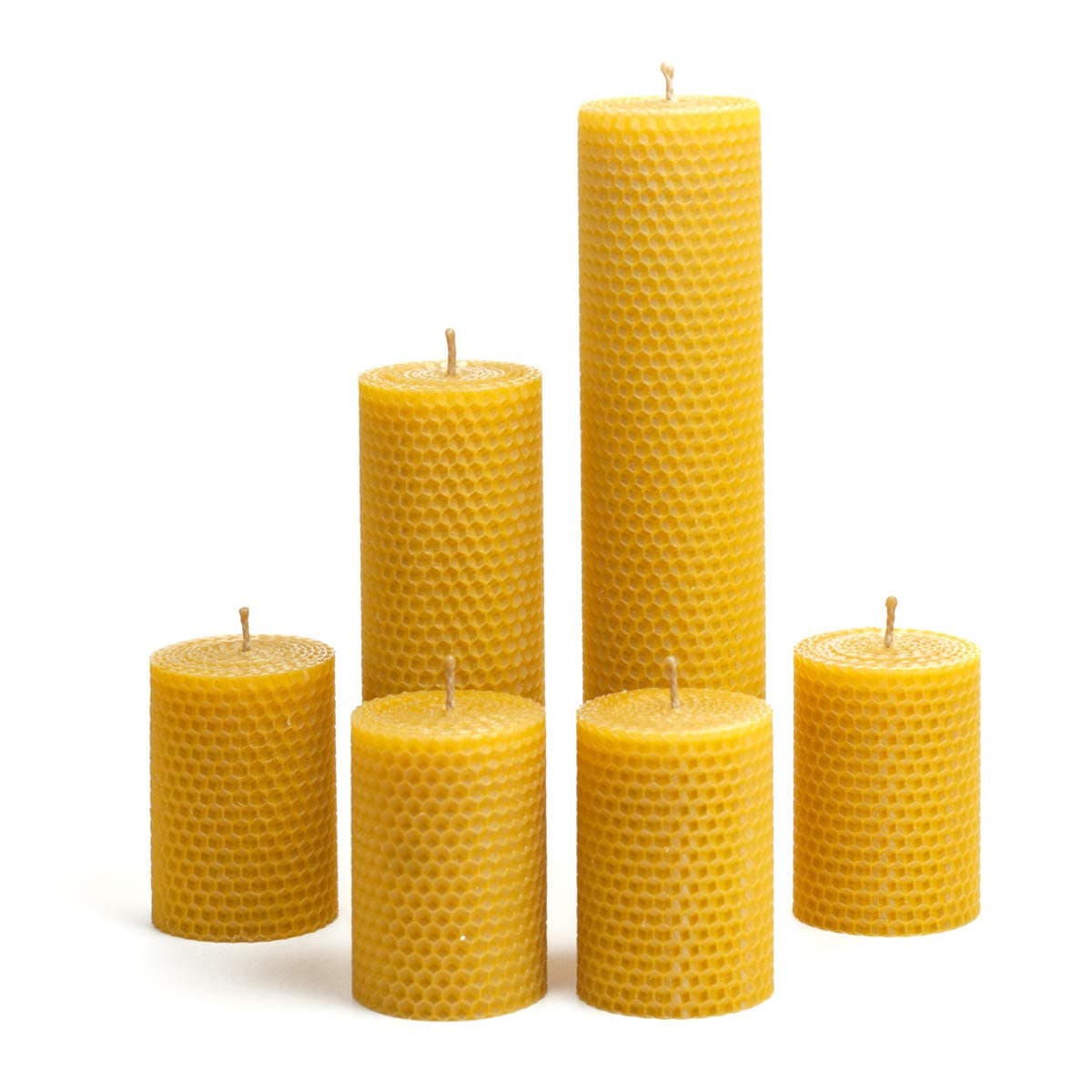Set of 6 Handmade Beeswax Candles Big Size 10.2in 6.7in and 3.14in Best for Gift and Home Decor 100% Pure Quality