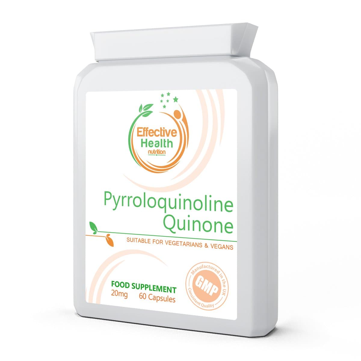 PQQ Max 20mg 60 Capsules - Pyrroloquinoline Quinone next generation cellular rejuvenator and combined with Co-Q10 a powerful antioxidant combination – supporting mitochondria, brain & the heart