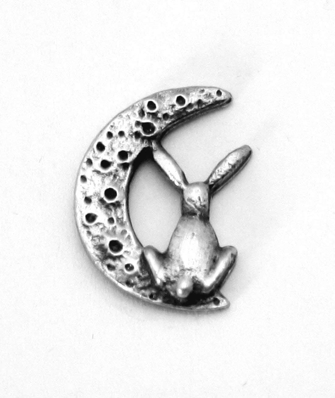 Hoardersworld Moon Gazing Hare Pin Badge in Fine English Pewter, Handmade (h)