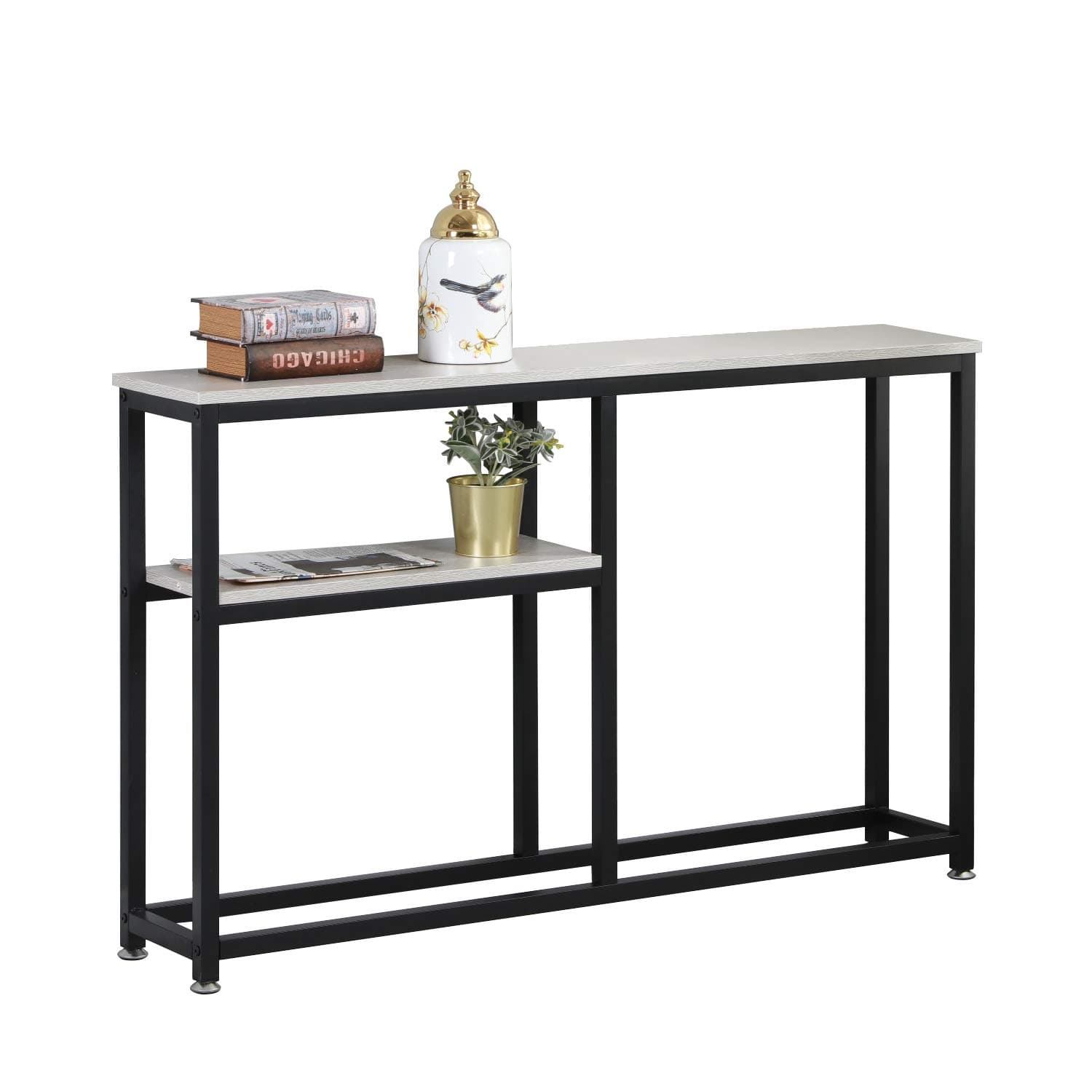 sogesfurniture Vintage Console Table Entryway Table with Shelf Storage, Stable Side End Table, for Hallway Entryway, Living Room, Bedroom, Easy Assembly, DX-122-BH