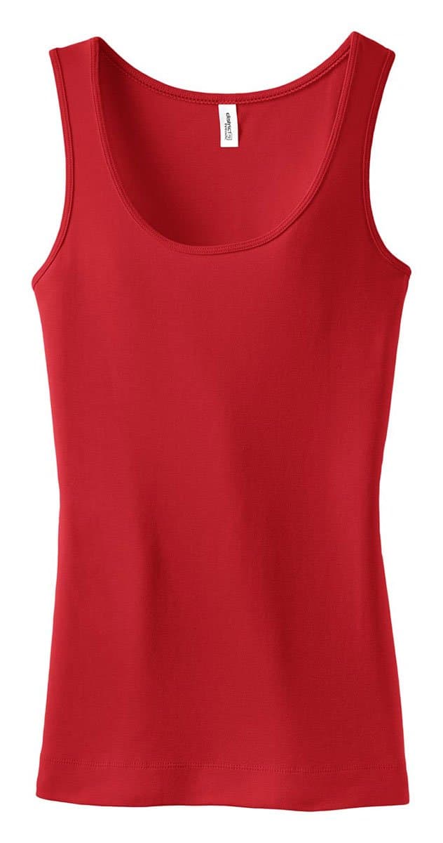 District Threads Junior Ladies Perfect Fit 1x1 Tank - Cherry Red DT235 2XL