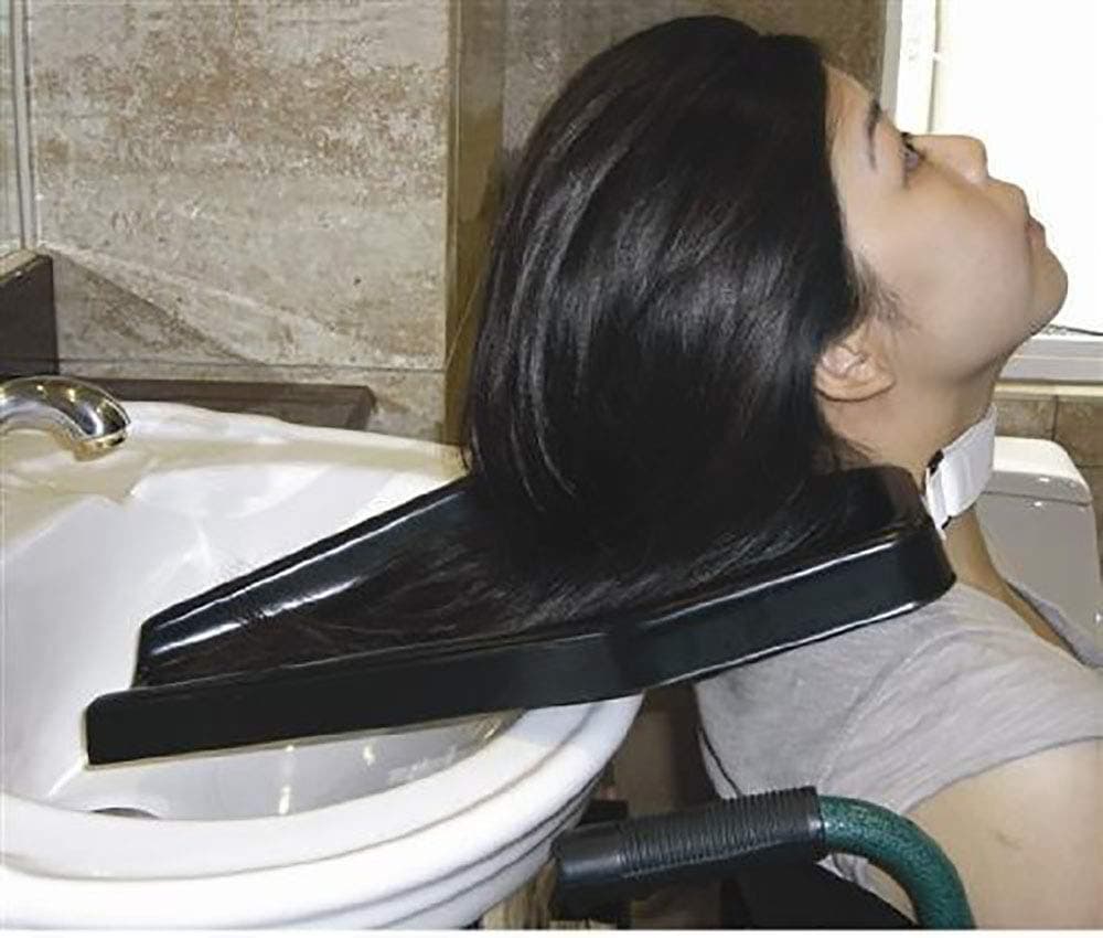 Portable Shampoo Tray-Rinse Hair Washing Tray for Sink with Strap Great for the Disabled,the Elder and the Pregant (Home or Salon)-17.32 * 12.99 * 2.76in(Black)