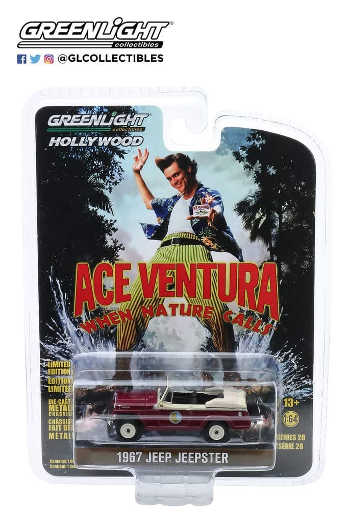 Greenlight 1:64 Hollywood Series 28 - Ace Ventura: When Nature Calls (1995) - 1967 Jeepster Convertible 44880-F