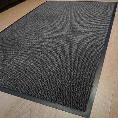 Machine Washable Grey, Red, Brown, Grey, Black Heavy Quality Home Office Floor Non Slip Hard Wearing Barrier Mat. (90 x 150 cm, Grey/Black)