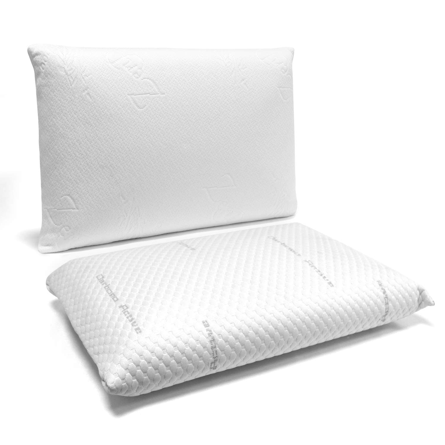 Zenpur Pillows 2 Pack (1 Organic Bamboo Fibre Memory Foam Pillow 100% Visco-Elastic Enriched with Soybean Oil + 1 Premium Neck Anti-Sweat Memory Foam Pillow 100% Visco-Elastic Memory Foam with Activated Carbon) 60 x 40 cm