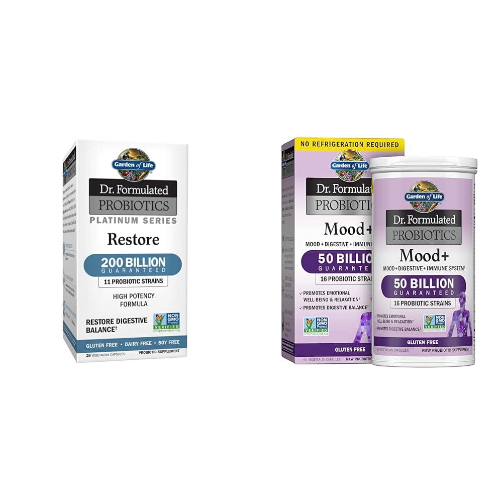 Dr. Formulated Probiotics Platinum Series Restore 200 Billion & Dr. Formulated Probiotics Mood+ Acidophilus Probiotic Supplement
