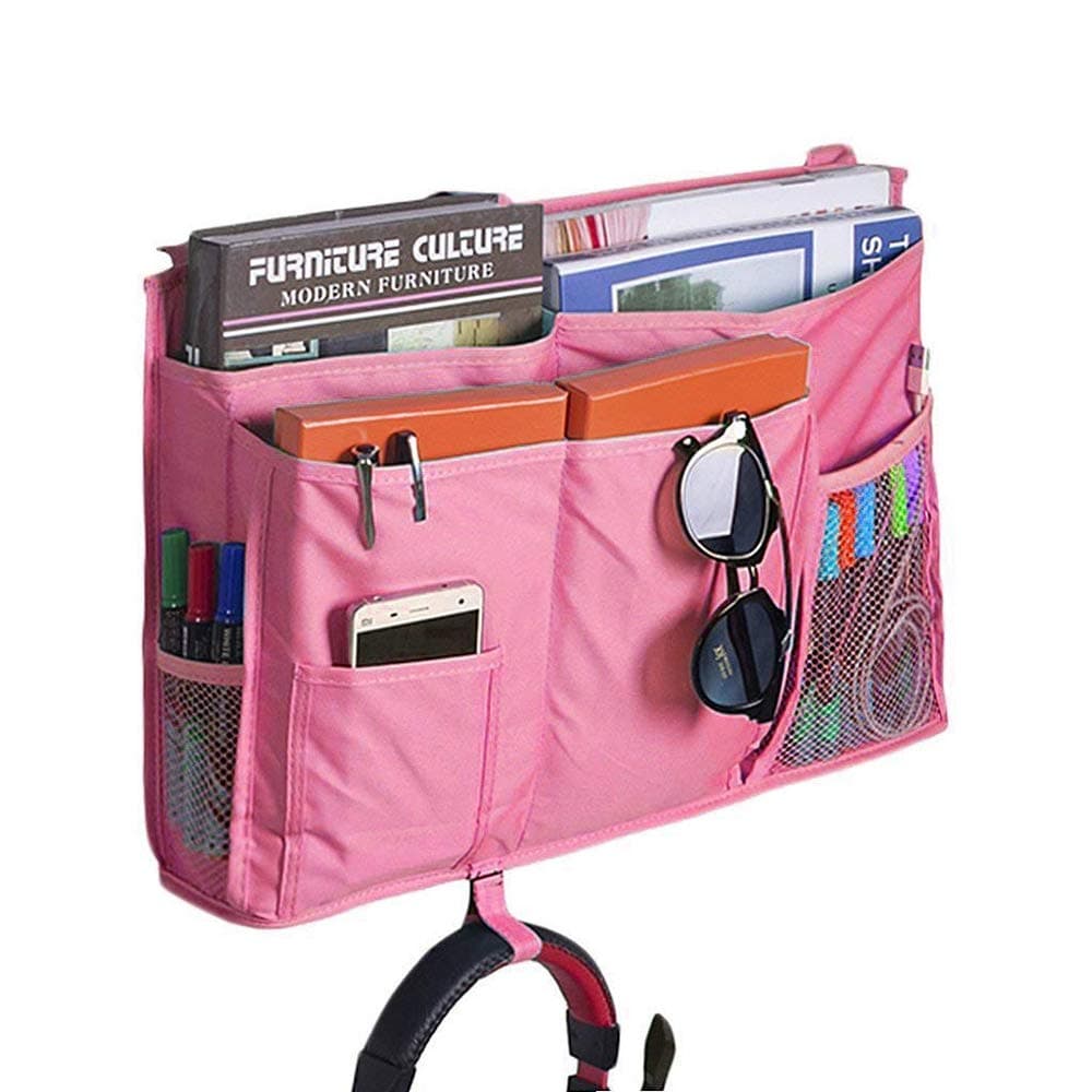 Sugaroom Bedside Storage Caddy, Bunk Bed Organizer Bed Storage Pocket Bedside Organizer Hanging Bed Storage Caddy for College Dorm Room, Hospital Bed Rails, Baby Bed, Camp (Pink)
