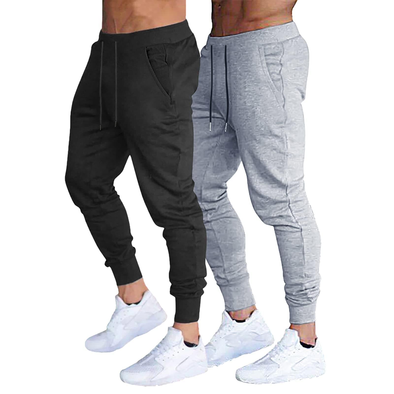 BUXKRMen's Slim Joggers Workout Pants for Gym Running and Bodybuilding Athletic Bottom Sweatpants with Deep Pockets