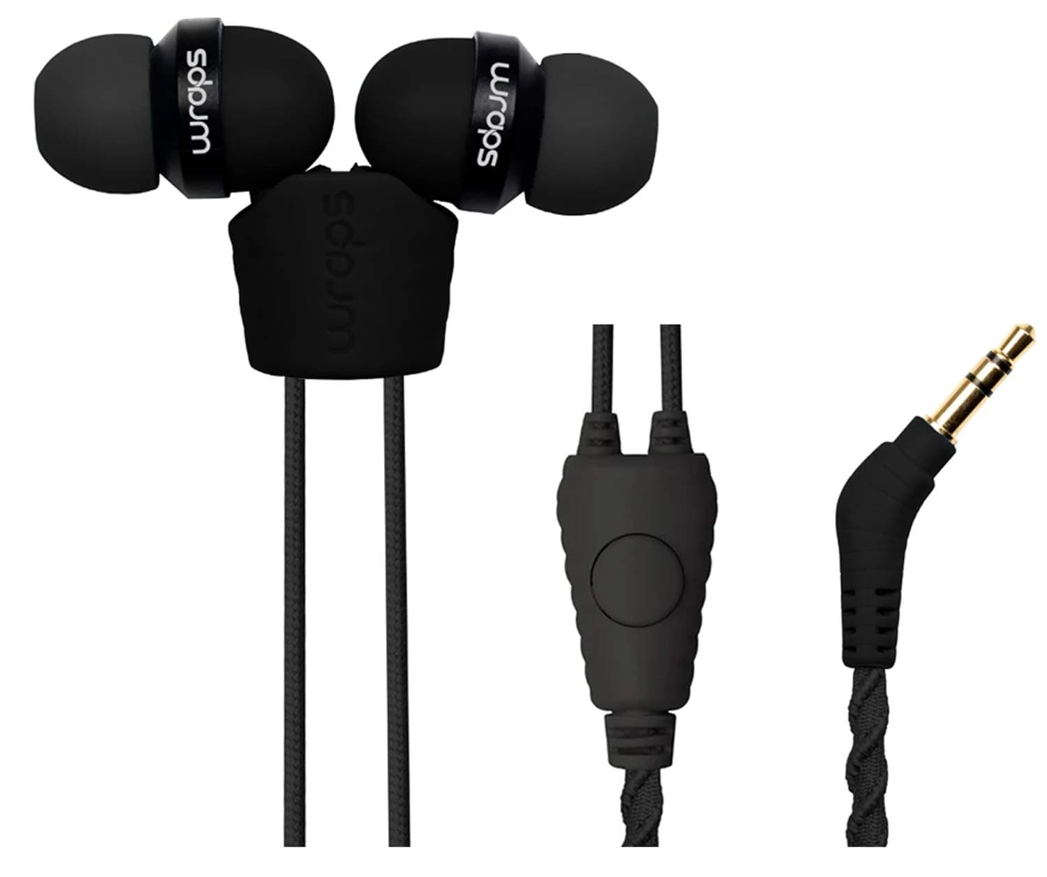 Wraps Talk (with Mic) Wristband Bracelet In-Ear Headphones (High Comfort with Locking) - Coal