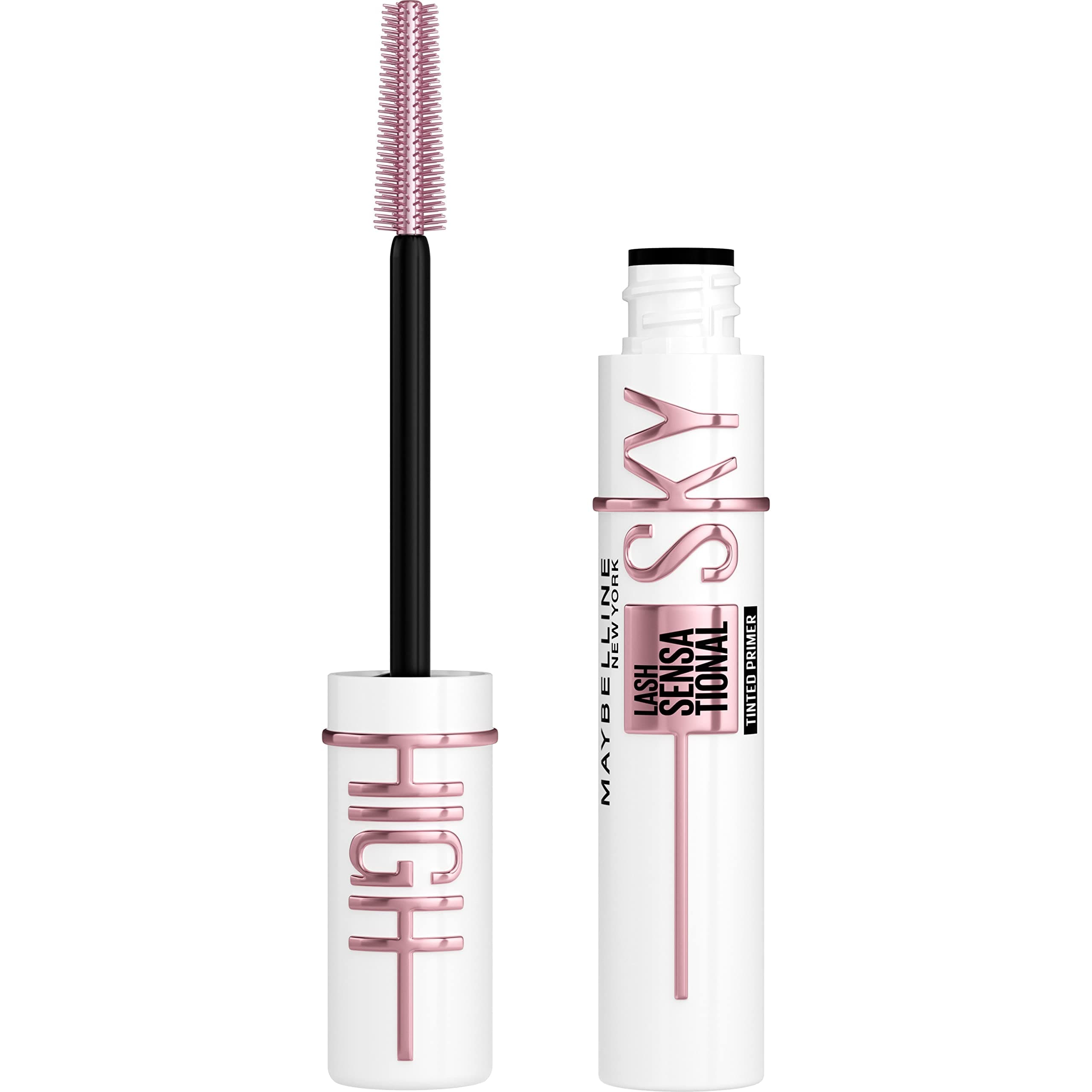 Maybelline New York Lash Sensational Sky High Serum Infused Lash Primer for Mascara, Lengthening, Thickening, Tinted and Washable Formula, Soft Black, 1 Count