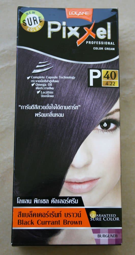 Lolane Pixxel Permanent Color Cream Hair Dye Gray Coverage Black Currant Brown Color No.P40 Burgundy