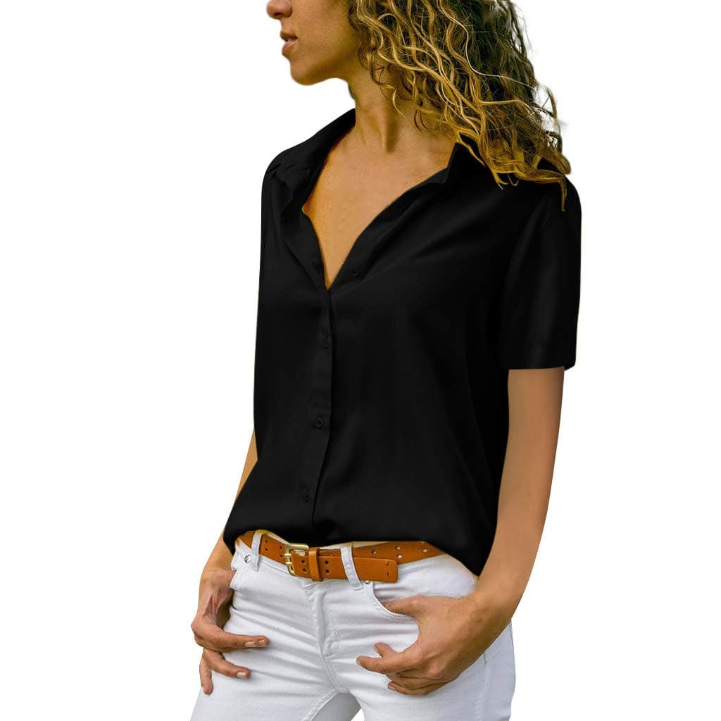 Sunday77 Womens Casual Chiffon Solid T-Shirt Ladies Plain Long Sleeve Blouse Tops