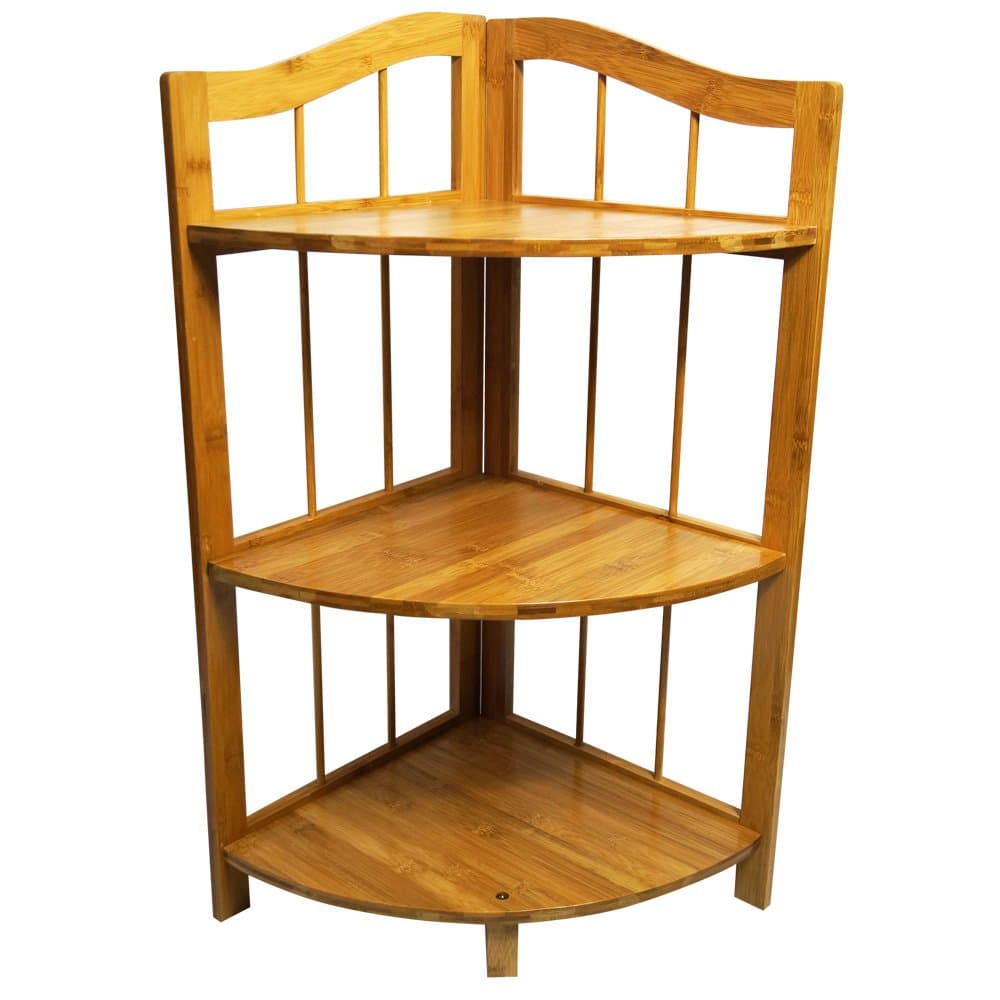 Yi Hai Bamboo Corner Shelf Rack Display Rack Multipurpose Shelving Unit (3-Tier)