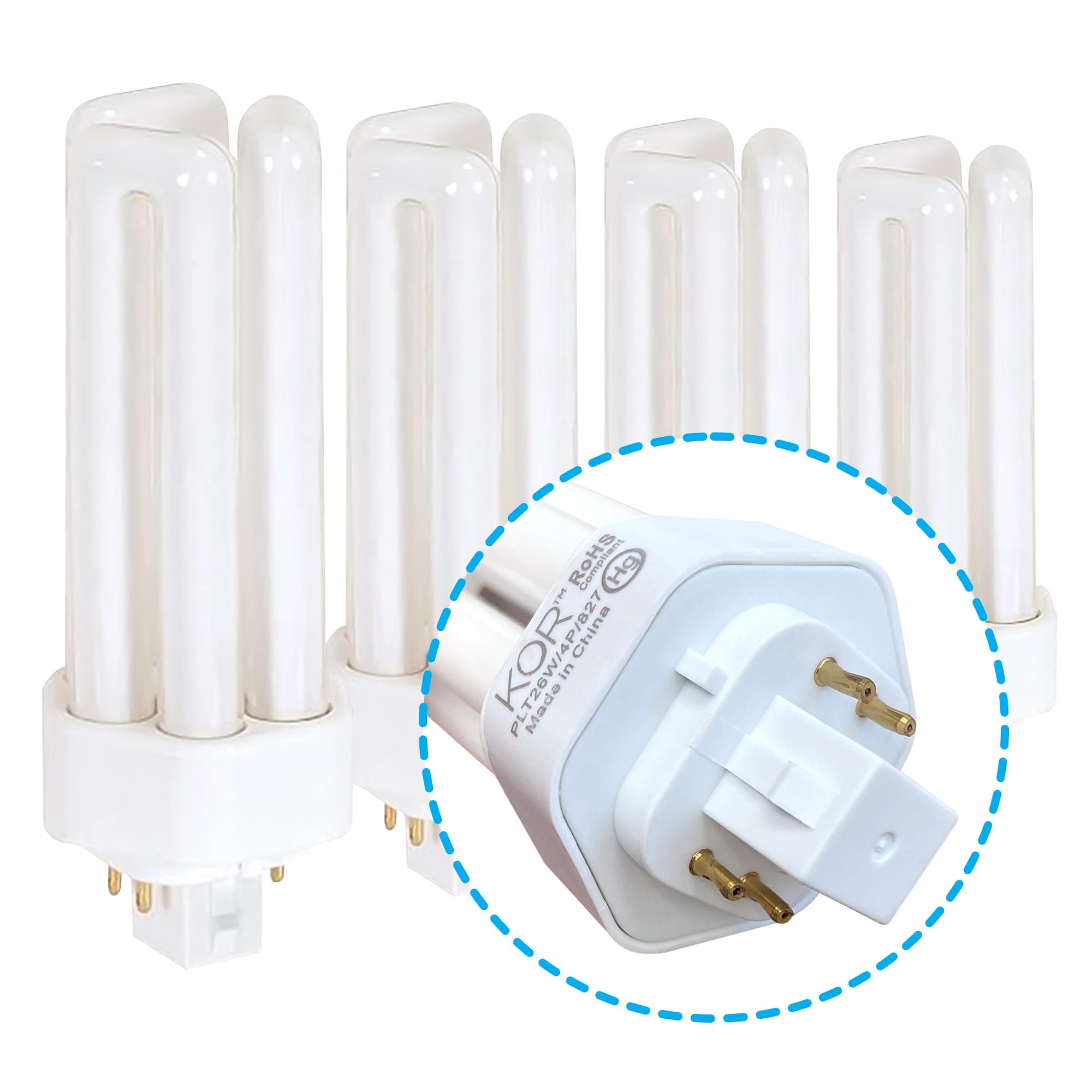 - (4 Pack) K20788 - PL26W/3U/4P/841 - Compact Fluorescent Plug-in - T4 - Triple Tube - 26 Watt - 4-Pin (GX24q-3) - 4,100 Kelvin (Cool White)